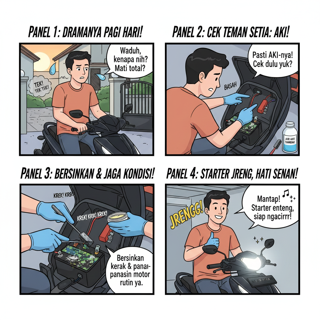 🔋 Aki Motor "K.O." Saat Mau Jalan? Jangan Biarkan! Ini Jurus Jitu Perawatan Biar Motor Gak Drama! ✨