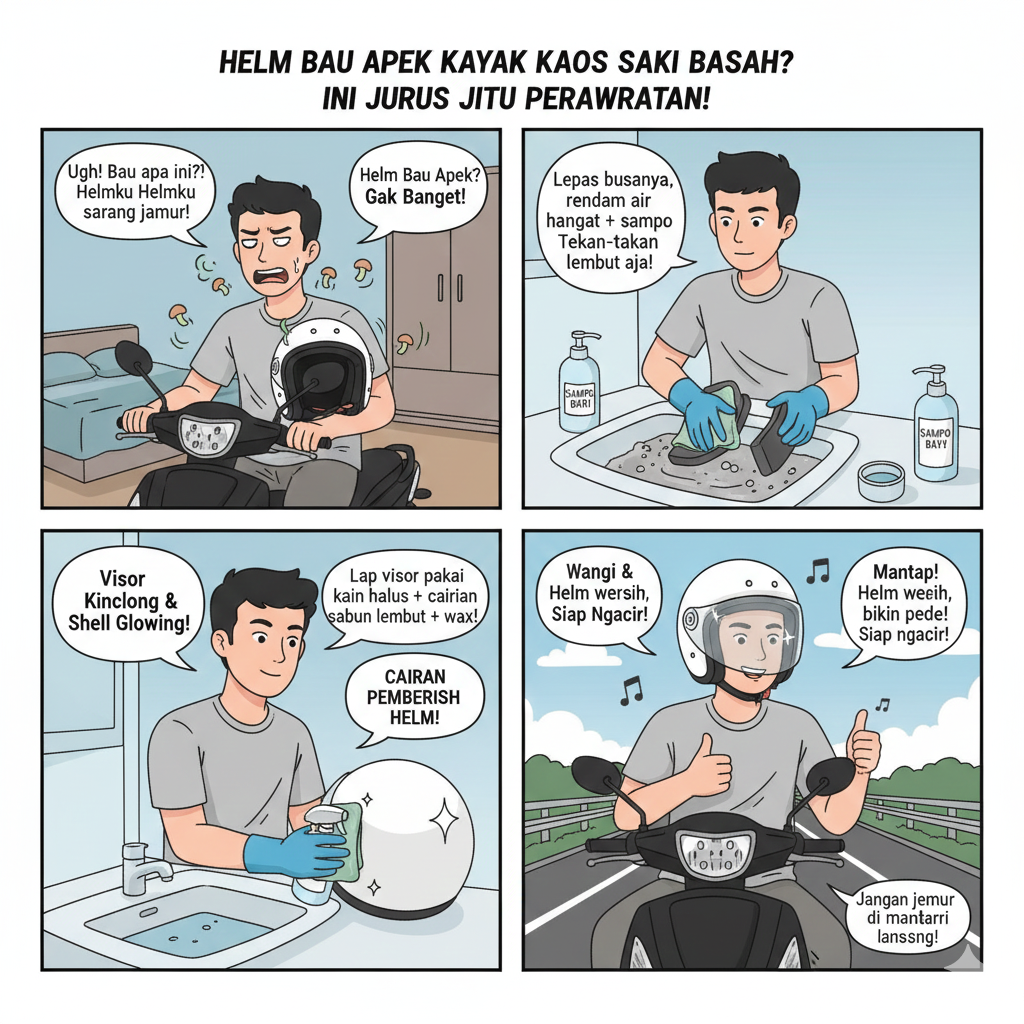Helm Bau Apek Kayak Kaos Kaki Basah? Eits, Jangan Sampai! Ini Jurus Jitu Perawatan Biar Wangi Terus! ✨