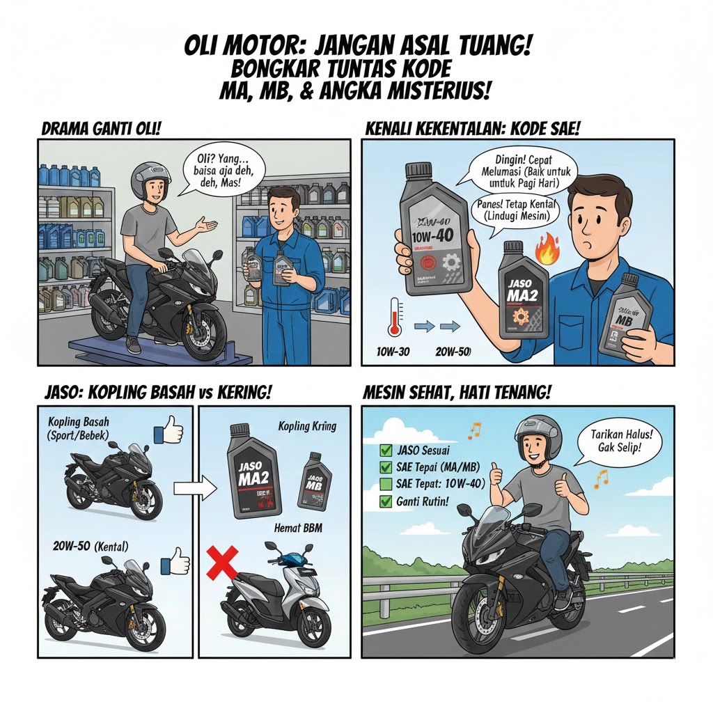 Oli Motor: Jangan Asal Tuang! Bongkar Tuntas Kode MA, MB, dan Angka Misterius (10W-40) Biar Mesinmu Gak "Tersiksa"! 🔥