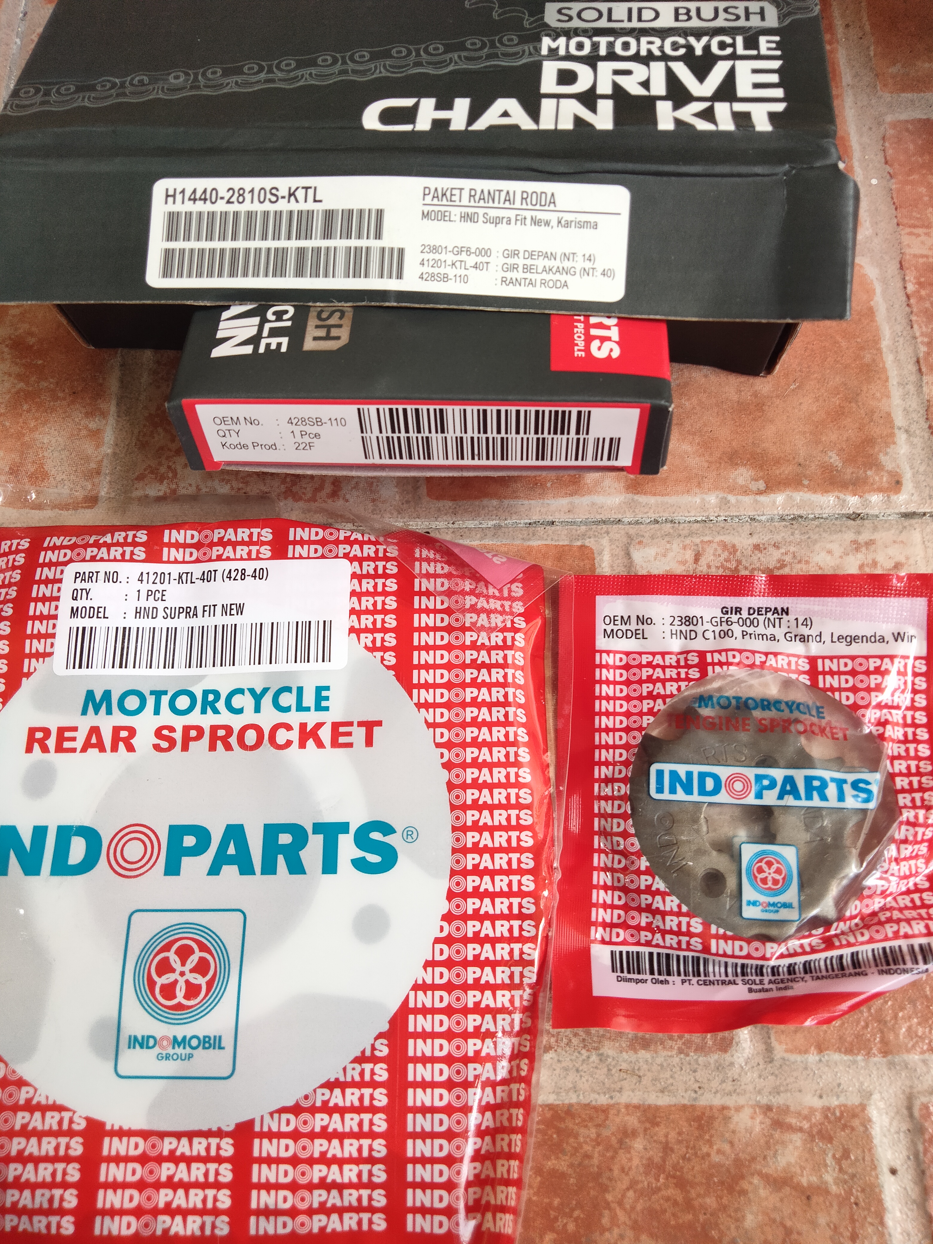 Gir Set Supra Fit New / Karisma / Revo / Supra X 125 (H1440-2810S-KTL) 428-110/40T/14T